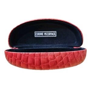 Corinne McCormack Sunglass Eyeglass Case Metallic Red Croc Reptile Design